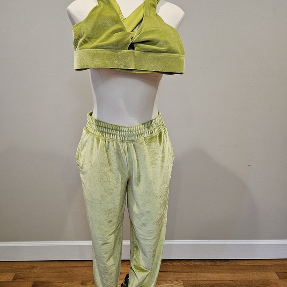 Fabletics Pants - Fabletics Lime Green Velour Track Pants & Top Set